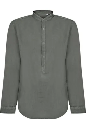 COSTUMEIN Homme, Chemises, Vert, Taille: L Chemise verte en lin à col mandarin