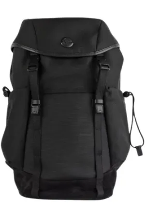 Moncler Unisex, Sacs, Noir, Taille: ONE Size Sac à Dos Noir Imperméable avec Finitions en Cuir