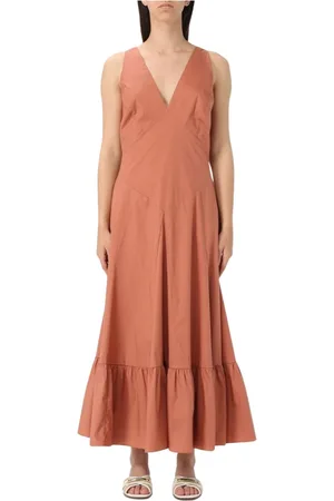 Twin-Set Femme, Robes, Rouge, Taille: 40 FR Robe Longue Élégante en Popeline