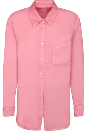 120% Lino Femme, Blouses et Chemises, Rose, Taille: 40 FR Chemise Élégante en Lin à Manches Longues
