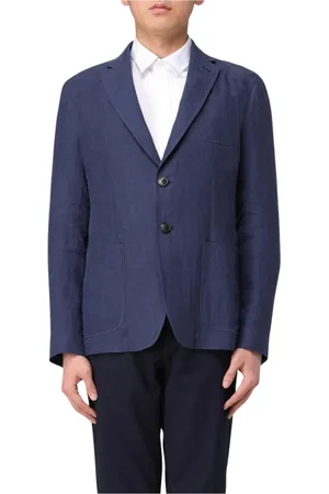 Emporio Armani Homme, Vestes, Bleu, Taille: XL Blazer en Lin Sophistiqué