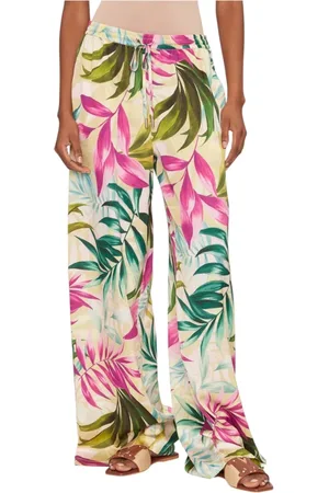 Guess Femme, Pantalons, Multicolore, Taille: 36 FR Pantalon Palazzo Floral Jaune