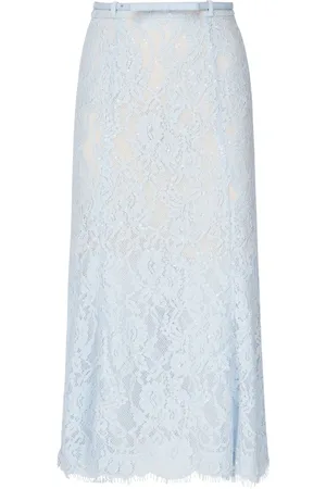 Self-Portrait Femme, Jupes, Bleu, Taille: 40 FR Jupe Midi Bleue avec Ceinture