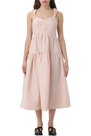 SEA Femme, Robes, Rose, Taille: 38 FR Robe Midi en Dentelle Rose Pâle