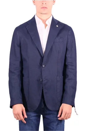 Manuel Ritz Homme, Vestes, Bleu, Taille: M Veste Bleue en Lin Non Doublée Drop Otto