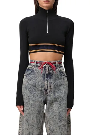 Marni Femme, Pulls, Noir, Taille: 38 FR Pull à Demi-Zip Noir Style Élégant