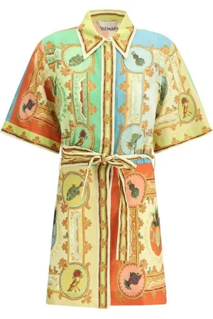 ALÉMAIS Femme, Robes, Multicolore, Taille: 38 FR Robe Chemise en Coton Multicolore