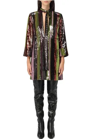 Dsquared2 Femme, Robes, Multicolore, Taille: 36 FR Robe Mini à Rayures Pailletées