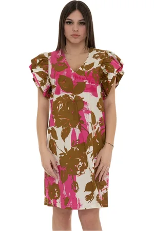 Liu Jo Femme, Robes, Multicolore, Taille: 44 FR Mini Robe Col en V avec Manches Volantées