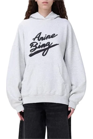 ANINE BING Femme, Sweatshirts et sweats à capuche, Gris, Taille: 40 FR Sweat à Capuche Logo Gris Oversize