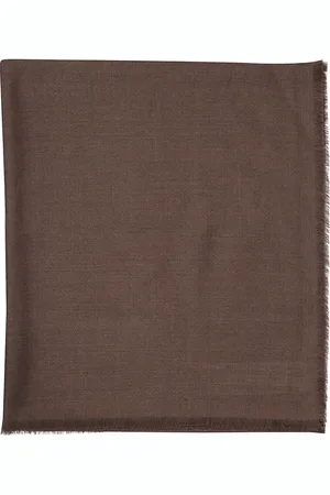 Max Mara Femme, Accessoires, Brun, Taille: ONE Size Châle en Laine et Soie à Franges
