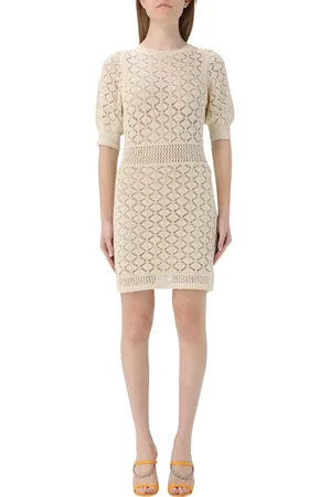 Twin-Set Femme, Robes, Blanc, Taille: 38 FR Robe à Motif Géométrique