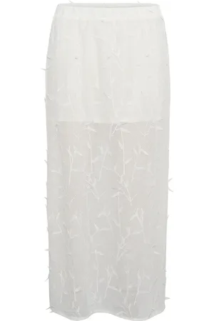 Karen by Simonsen Femme, Jupes, Blanc, Taille: 34 FR Jupe Blanche Transparente avec Fente Latérale