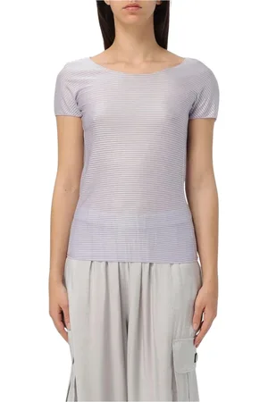 Emporio Armani Femme, Tops, Violet, Taille: 42 FR Haut en Jersey Gris Élégant et Confortable