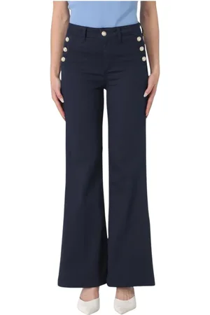 Liu Jo Femme, Pantalons, Bleu, Taille: W28 Pantalon Large Blanc à Boutons