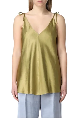ALYSI Femme, Tops, Vert, Taille: 38 FR Débardeur en Soie Vert
