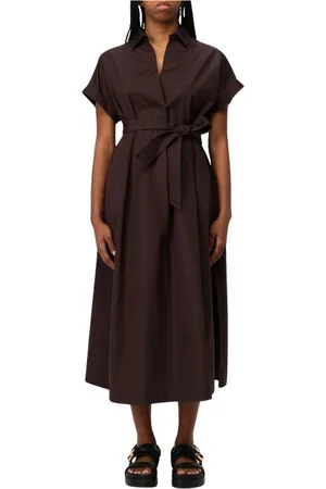 Aspesi Femme, Robes, Brun, Taille: 36 FR Robe Midi Marron Ceinturée Femme