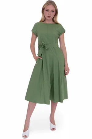 Max Mara Femme, Robes, Vert, Taille: 38 FR Robe Midi Évasée avec Taille Cintrée