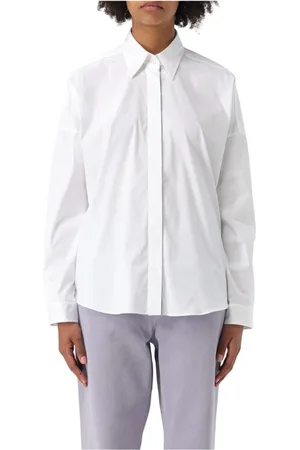 Brunello Cucinelli Femme, Blouses et Chemises, Blanc, Taille: 38 FR Chemise Élégante en Popeline Bleue
