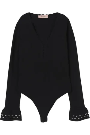 Twin-Set Homme, Maillots de bain, Noir, Taille: 42 FR Pull noir à col en V avec poignets découpés au laser