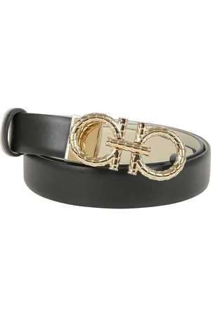 Salvatore Ferragamo Femme, Accessoires, Noir, Taille: 100 CM Ceinture en cuir réversible avec boucle double Gancini