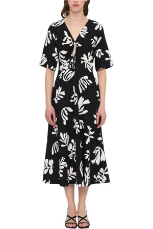 MARELLA Femme, Robes, Noir, Taille: 42 FR Robe Noire en Lin Intemporelle