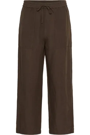 Part Two Femme, Pantalons, Brun, Taille: 48 FR Taille Élastique Mélange Lin Jambes Larges Pantalon
