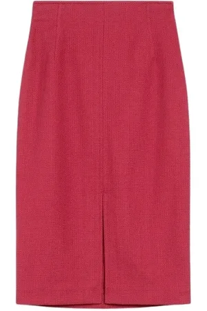 Max Mara Femme, Jupes, Rouge, Taille: 42 FR Jupe Midi Framboise avec Fente