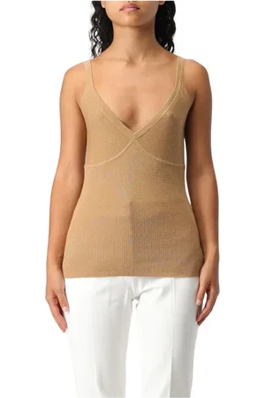 Max Mara Femme, Tops, , Taille: 42 FR Élégant Haut en Soie Côtelée