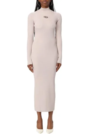 Diesel Femme, Robes, Rose, Taille: 40 FR Robe Midi en Tricot Côtelé Détail Trou de Serrure