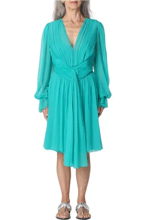 Alberta Ferretti Femme, Robes, Bleu, Taille: 36 FR Robe en Mousseline de Soie Verte à