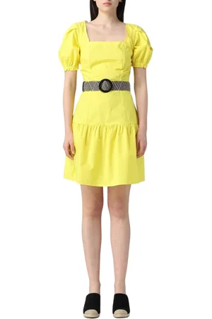 Liu Jo Femme, Robes, Jaune, Taille: 38 FR Robe Jaune à Volants Manches Bouffantes