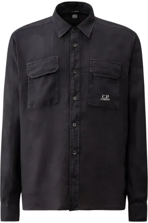 C.P. Company Homme, Chemises, Bleu, Taille: M Chemise en Lin Total Eclipse Manches Longues
