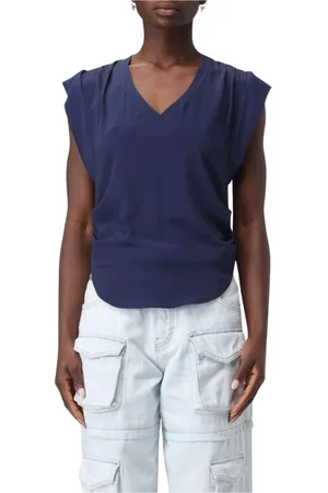 Pinko Femme, Blouses et Chemises, Bleu, Taille: 42 FR Puff Sleeve V-Neck Blouse