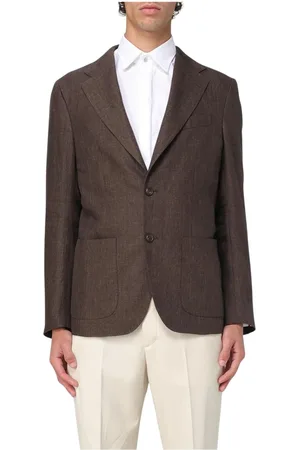 FAY Homme, Vestes, Brun, Taille: XL Blazer Beige avec Revers à Cran