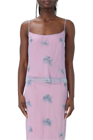 BLUMARINE Femme, Tops, Rose, Taille: 40 FR Robe Midi en Tulle Floral Style Élégant