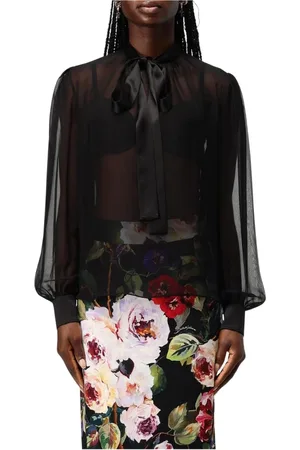 Dolce & Gabbana Femme, Blouses et Chemises, Noir, Taille: 38 FR Chemisier en Soie à