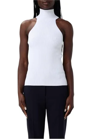 LIVIANA CONTI Femme, Pulls, Blanc, Taille: 40 FR Haut Blanc Côtelé