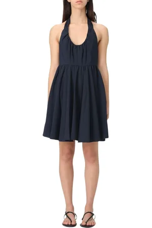 Armani Exchange Femme, Robes, Bleu, Taille: 38 FR Robe Mini ALine bleue à encolure Halter