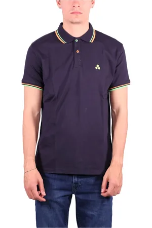 Peuterey Homme, Tops, Bleu, Taille: XL Polo Bleu en Coton avec Détails Fluorescents
