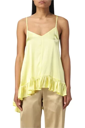SEMICOUTURE Femme, Tops, Jaune, Taille: 42 FR Fuchsia Ruffled Hem Silk Cami