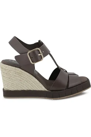 Paloma Barceló Femme, Chaussures, Brun, Taille: 39 EU Sandales compensées en cuir marron Carla Espadrilles