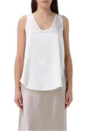 Max Mara Femme, Tops, Blanc, Taille: 34 FR Haut Élégant Sans Manches Marron