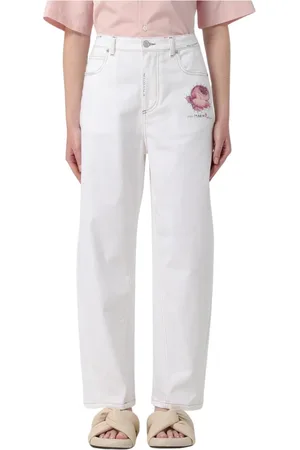 Marni Femme, Jeans, Blanc, Taille: 38 FR Jean à imprimé de roses
