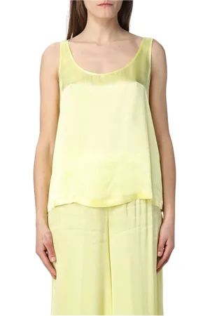 SEMICOUTURE Femme, Tops, Jaune, Taille: 44 FR Haut en Soie Fuchsia et Ensemble de Pantalons