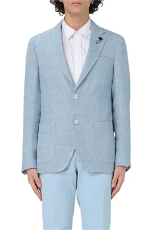 LARDINI Homme, Vestes, Bleu, Taille: 3XL Blazer en Lin Bleu Poches