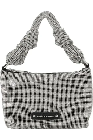 Karl Lagerfeld Femme, Sacs, Gris, Taille: ONE Size Rhinestone Knotted Clutch Sac