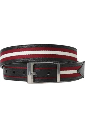 Bally Homme, Accessoires, Noir, Taille: 100 CM Ceinture en cuir rayée de luxe