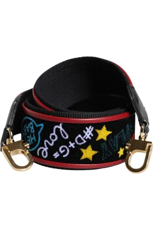 Dolce & Gabbana Femme, Sacs, Noir, Taille: ONE Size Sac en Coton Noir Imprimé Bandoulière