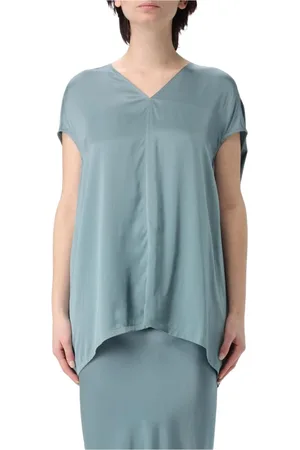 Rick Owens Femme, Blouses et Chemises, Bleu, Taille: 40 FR Chemisier en Soie Col V